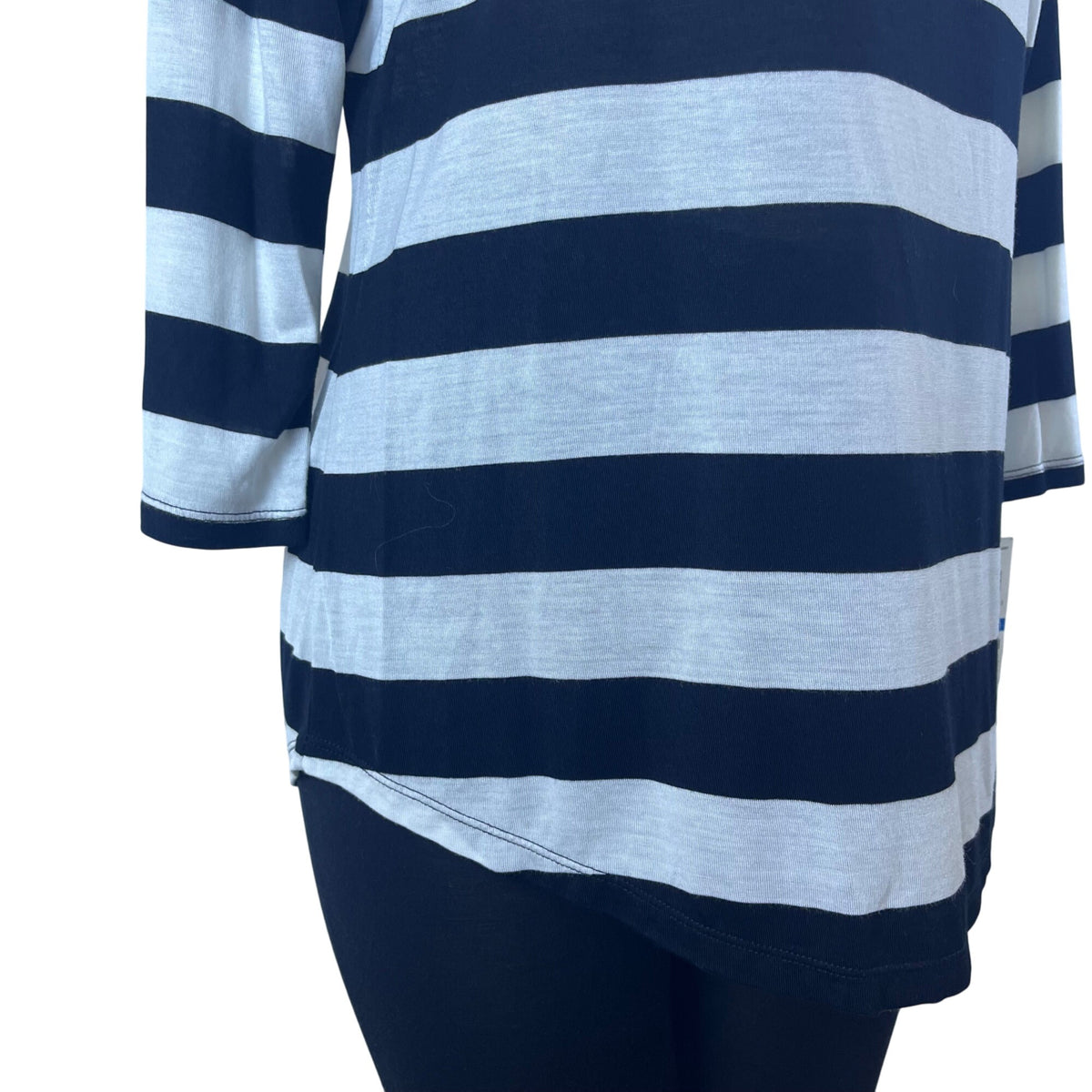 INC Black & White Striped Blouse 3/4 Sleeve Relaxed Fit Casual Sz XL - New