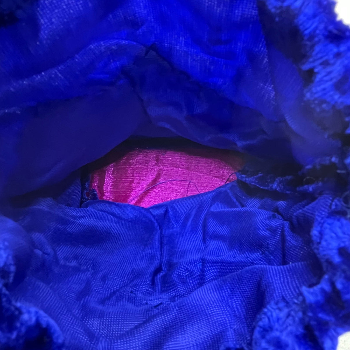 Beaded Velvet Drawstring Pouch Navy Ethnic Geometric Design Embellished Handbag