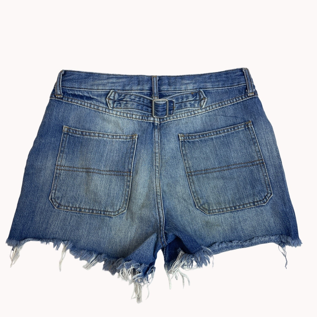 We The Free Women's Cut Off Distressed Blue Jeans Button Fly Denim Shorts Sz 29