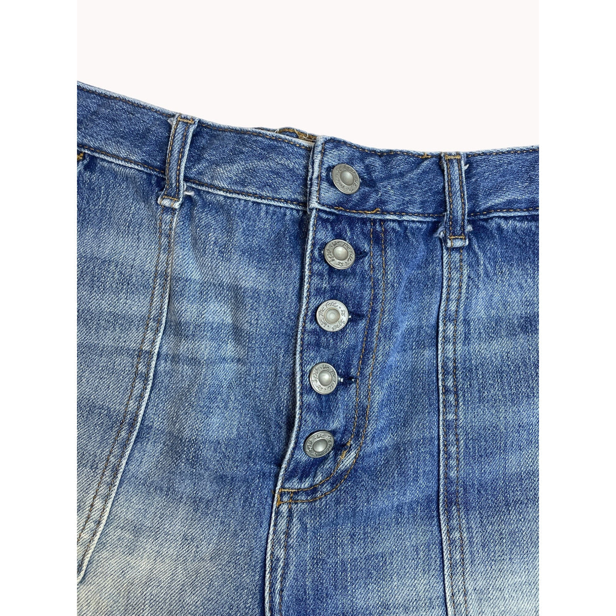 We The Free Women's Cut Off Distressed Blue Jeans Button Fly Denim Shorts Sz 29