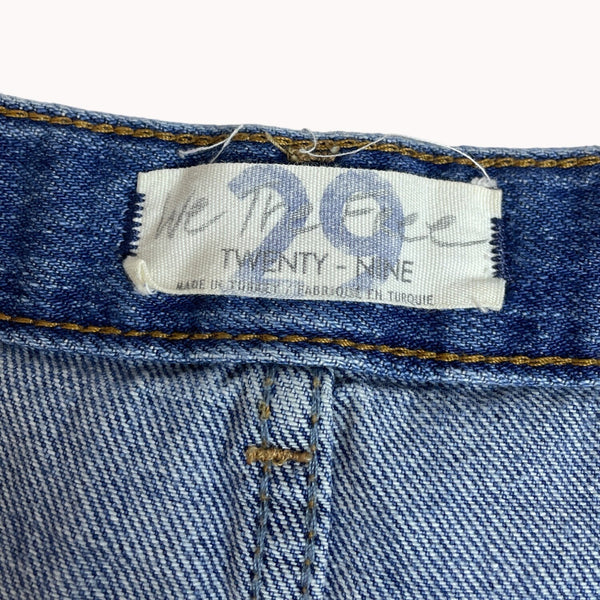 We The Free Women's Cut Off Distressed Blue Jeans Button Fly Denim Shorts Sz 29