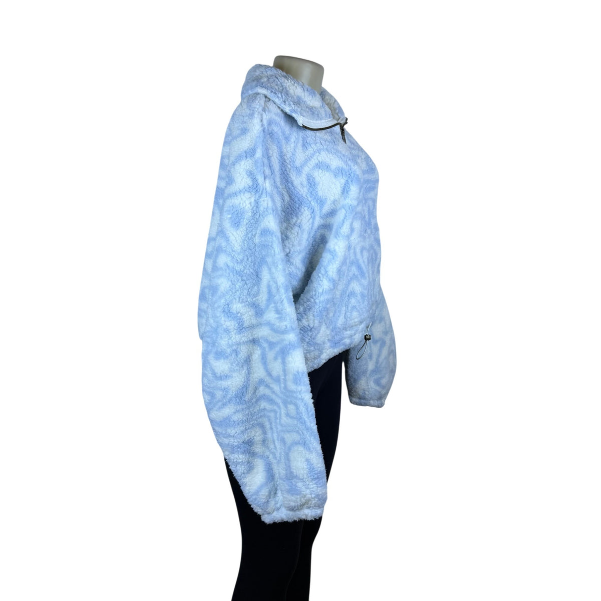 Arizona Women's Blue Quarter-Zip Sherpa Pullover Sweater Size XL Warm - New