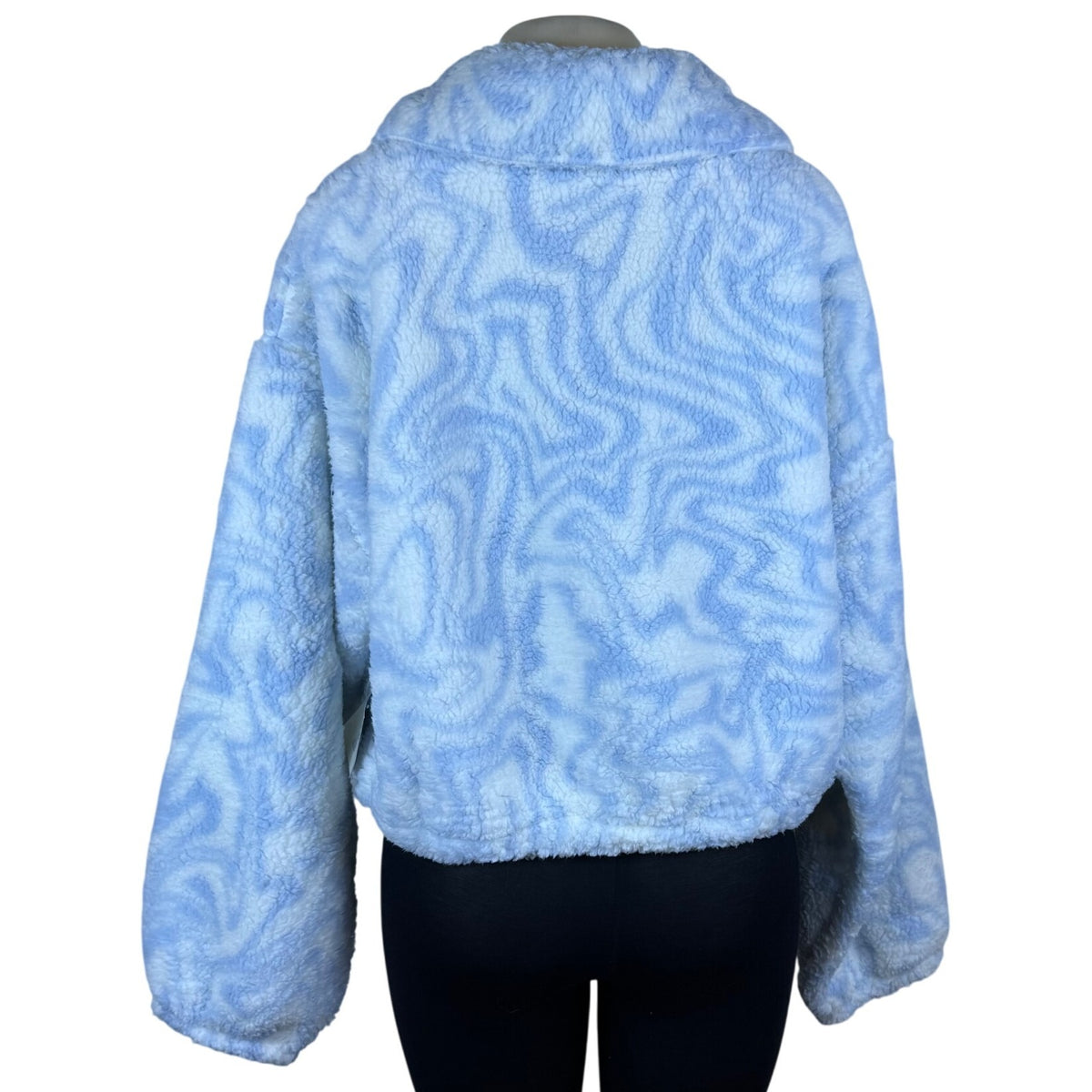 Arizona Women's Blue Quarter-Zip Sherpa Pullover Sweater Size XL Warm - New