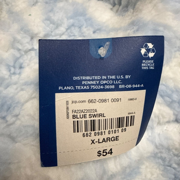 Arizona Women's Blue Quarter-Zip Sherpa Pullover Sweater Size XL Warm - New