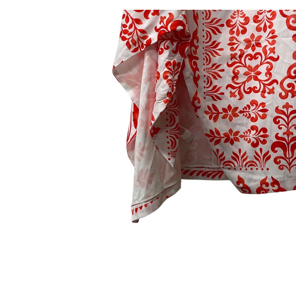 Ann Taylor Womens Red & White Polyester Sleeveless Dress Size 0 Damask Pattern