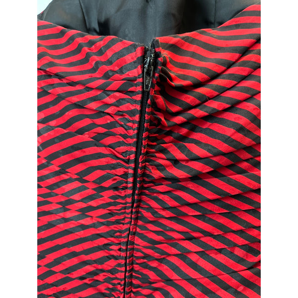 Vintage A.J. Bari Strapless Red & Black Striped Polka Dot Dress Szize 4