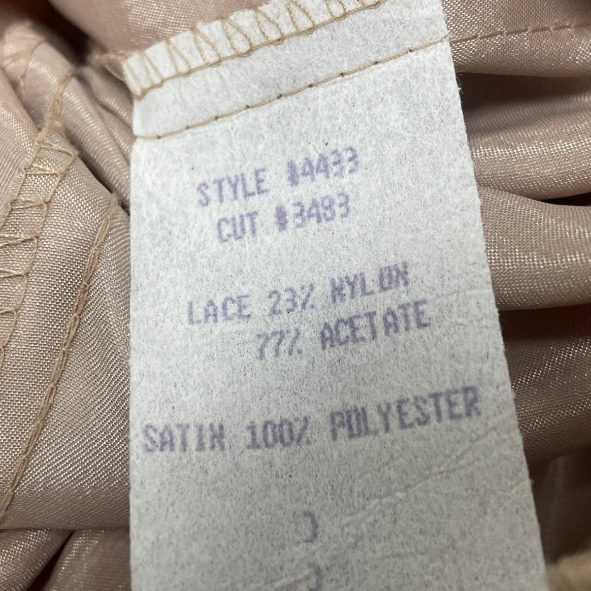 Vintage Cachet Women’s Beige & Ivory Lace Satin Puff Sleeve Midi Dress