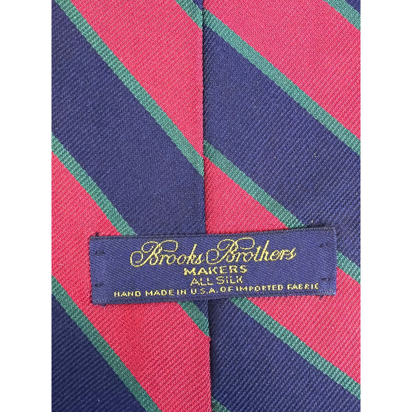 Vintage Brooks Brothers Red & Navy Striped Silk Tie Classy Business Necktie