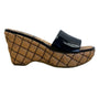 Nine West Black Synthetic Egotrip Cork Wedge Slip-On Sandals Size 6.5M