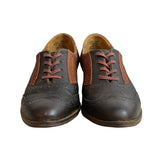 J Shoes Women's Black Two Tone Leather Retreat Oxford Heeled Shoes Sz 6.5