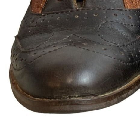 J Shoes Women's Black Two Tone Leather Retreat Oxford Heeled Shoes Sz 6.5