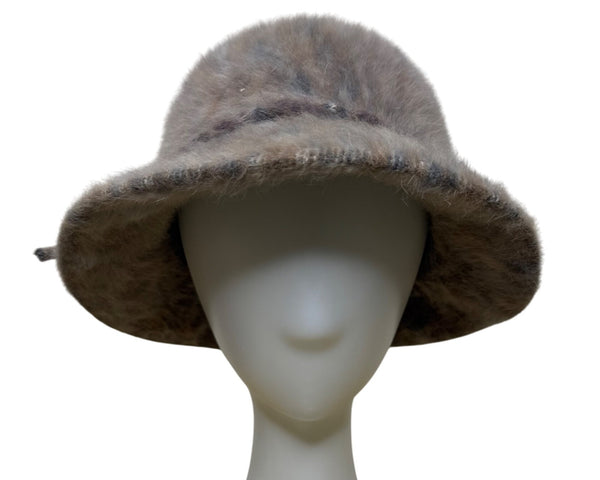 Kangol Womens Brown Faux Fur Bucket Hat England Cascade FC2024 Warm Soft Vintage