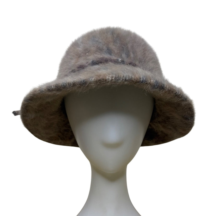 Kangol Womens Brown Faux Fur Bucket Hat England Cascade FC2024 Warm Soft Vintage