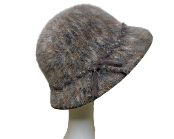 Kangol Womens Brown Faux Fur Bucket Hat England Cascade FC2024 Warm Soft Vintage