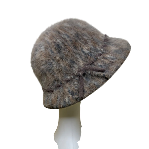 Kangol Womens Brown Faux Fur Bucket Hat England Cascade FC2024 Warm Soft Vintage