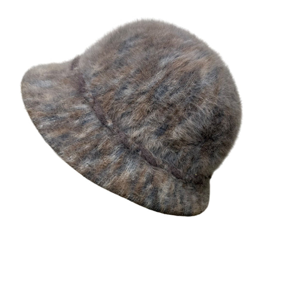 Kangol Womens Brown Faux Fur Bucket Hat England Cascade FC2024 Warm Soft Vintage