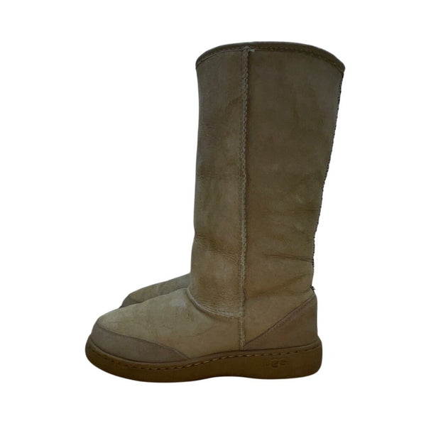 Vintage Ugg Unisex Sand Sheepskin Beige Fur Lining Tall Winter Boots Size 9W 8M