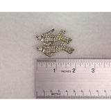 Vintage Rhinestone Silver Tone Brooch Two Dancing Sailors Pearl Accents Fun Design
