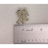 Vintage Rhinestone Silver Tone Brooch Two Dancing Sailors Pearl Accents Fun Design