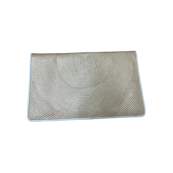 Straw Womens Gold Textured Envelope Clutch With Snap Closure