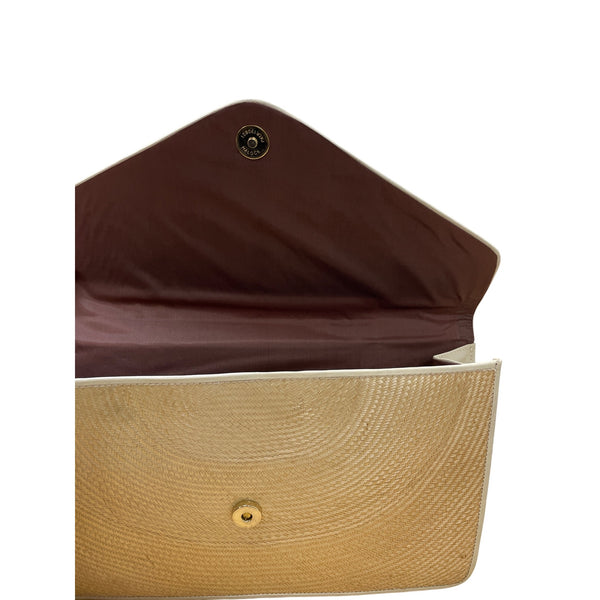 Straw Womens Gold Textured Envelope Clutch With Snap Closure