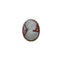 Vintage Oval Cameo Brooch Pin With White Lady Profile On Red Background & Gold-Tone Frame