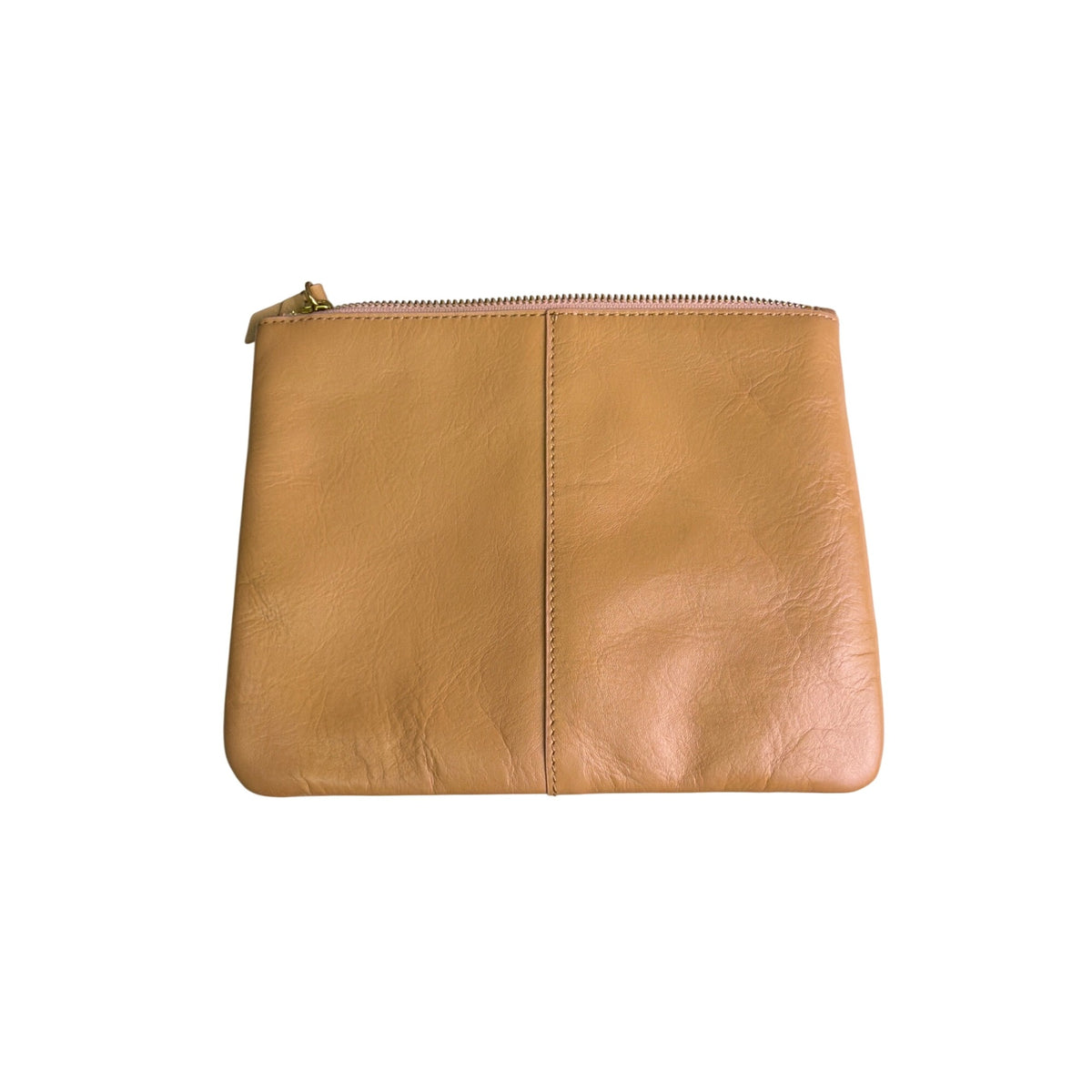 100% Cow Leather Womens Tan Multifunctional Pouch With Card Slots & Pen Loop 10"x7"
