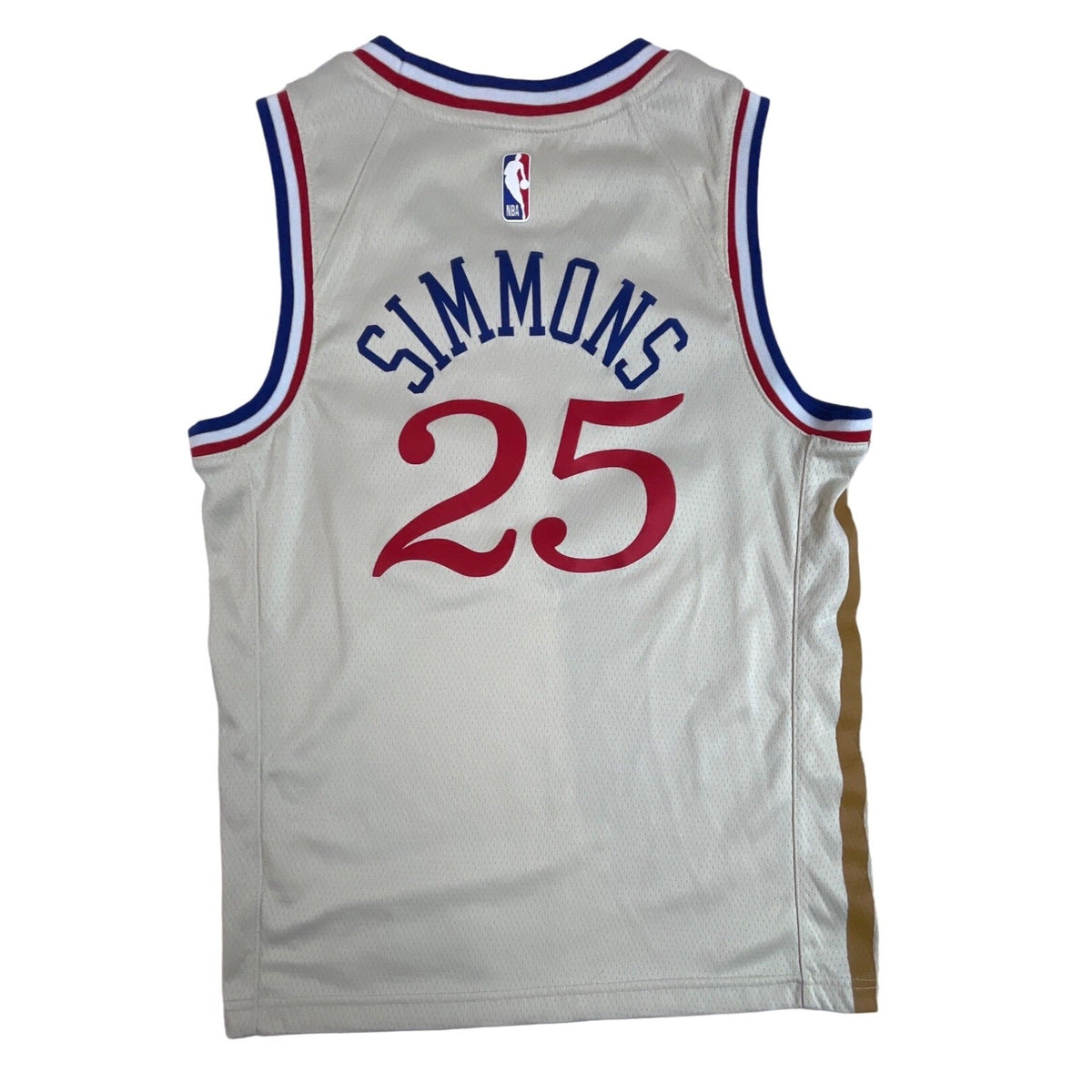 Vintage Nike NBA Men's Beige Dri Fit Philadelphia Simmons 25 Jersey Sz M