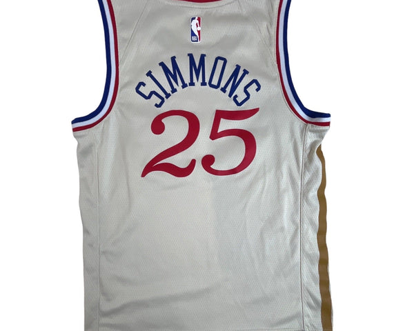 Vintage Nike NBA Men's Beige Dri Fit Philadelphia Simmons 25 Jersey Sz M
