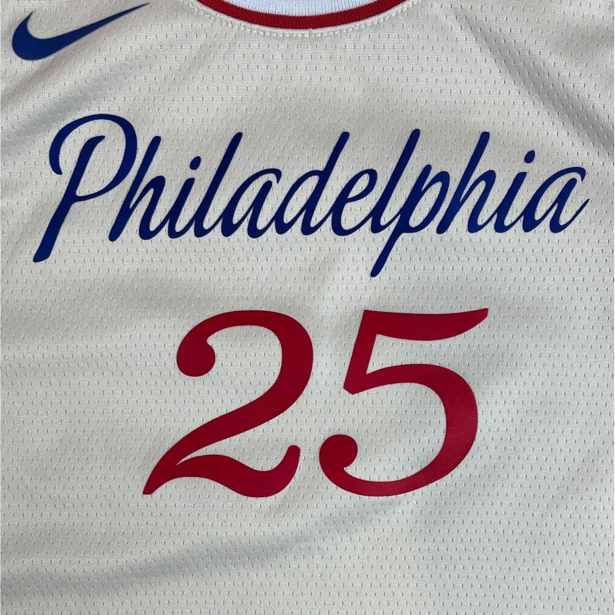 Vintage Nike NBA Men's Beige Dri Fit Philadelphia Simmons 25 Jersey Sz M