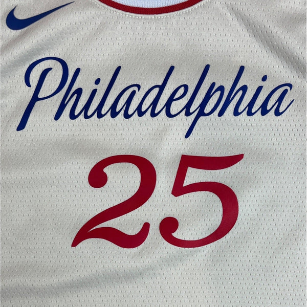 Vintage Nike NBA Men's Beige Dri Fit Philadelphia Simmons 25 Jersey Sz M