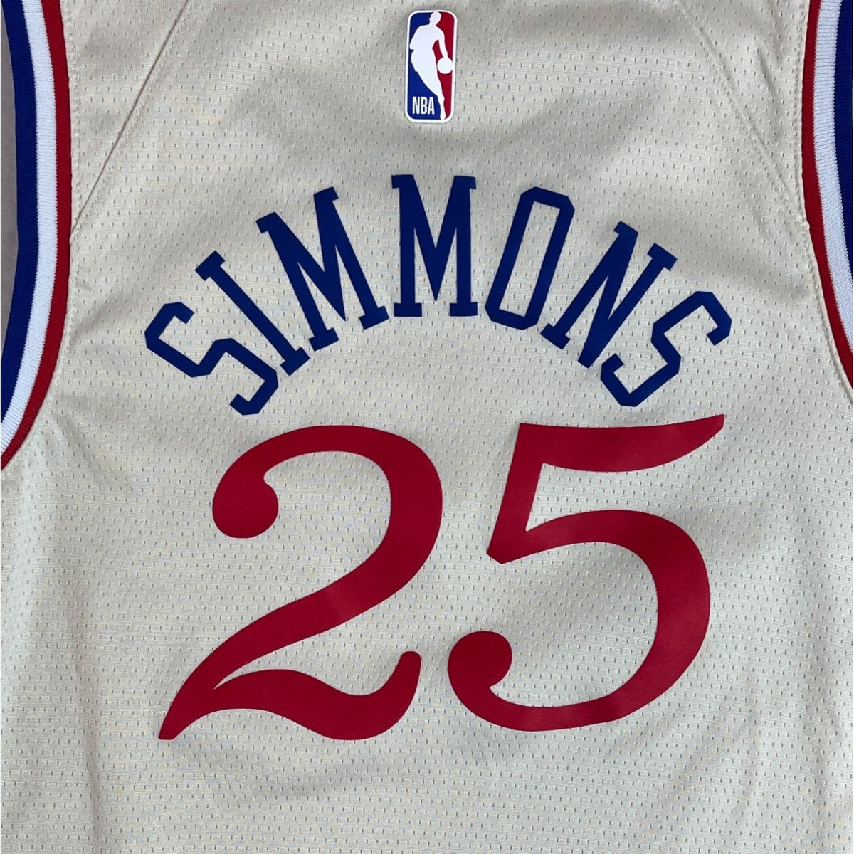 Vintage Nike NBA Men's Beige Dri Fit Philadelphia Simmons 25 Jersey Sz M
