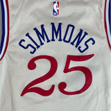 Vintage Nike NBA Men's Beige Dri Fit Philadelphia Simmons 25 Jersey Sz M