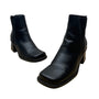 Dockers Women’s Black Leather Square Toe Block Heel Pull-On Ankle Boots Sz 8.5M