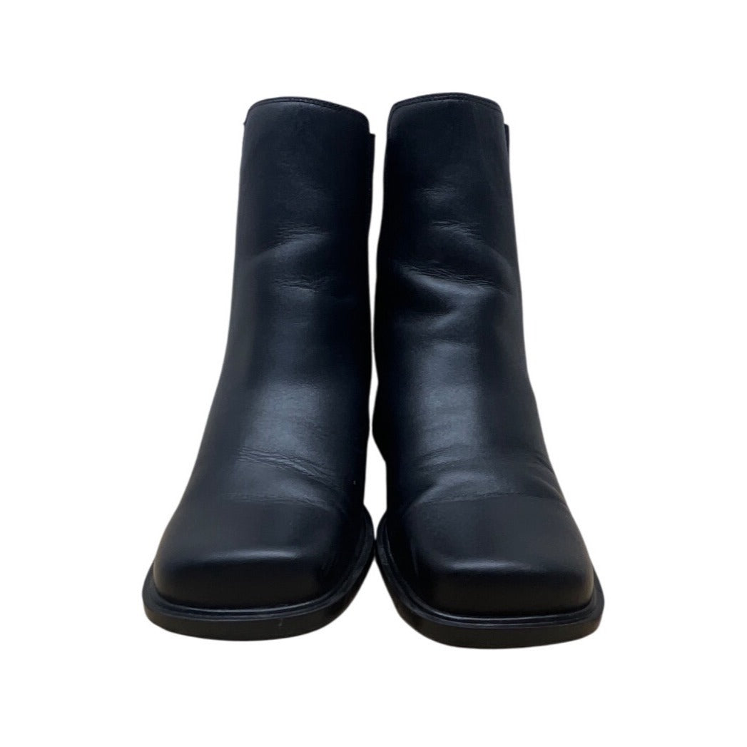 Dockers Women’s Black Leather Square Toe Block Heel Pull-On Ankle Boots Sz 8.5M