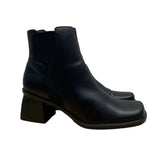 Dockers Women’s Black Leather Square Toe Block Heel Pull-On Ankle Boots Sz 8.5M