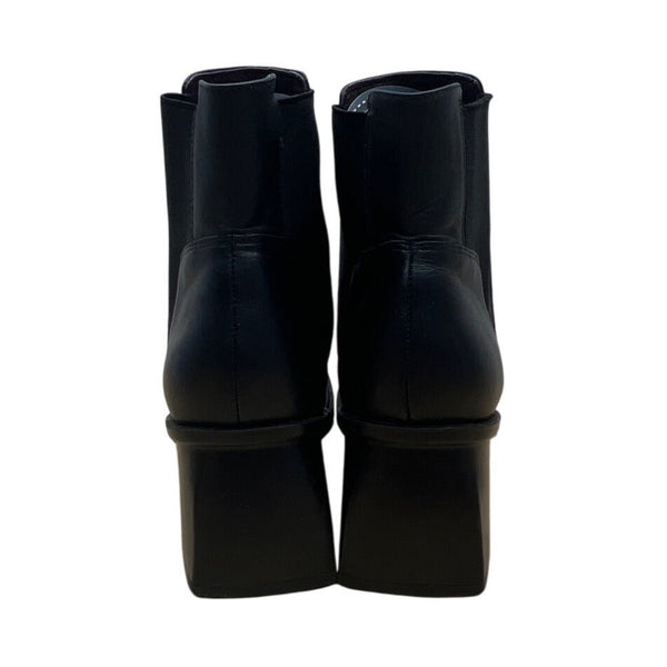Dockers Women’s Black Leather Square Toe Block Heel Pull-On Ankle Boots Sz 8.5M