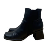 Dockers Women’s Black Leather Square Toe Block Heel Pull-On Ankle Boots Sz 8.5M