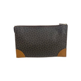 Black & Brown Faux Leather Zipper Clutch Bag Sz M