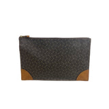 Black & Brown Faux Leather Zipper Clutch Bag Sz M