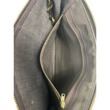 Black & Brown Faux Leather Zipper Clutch Bag Sz M