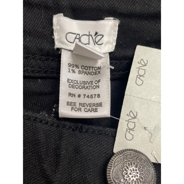 Caché Womens Black Skinny Jeans With Rhinestone Embellishment Sz 6 - New