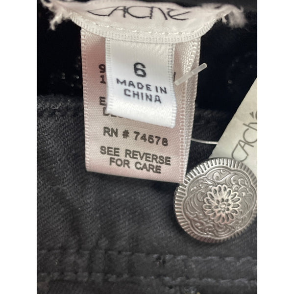 Caché Womens Black Skinny Jeans With Rhinestone Embellishment Sz 6 - New