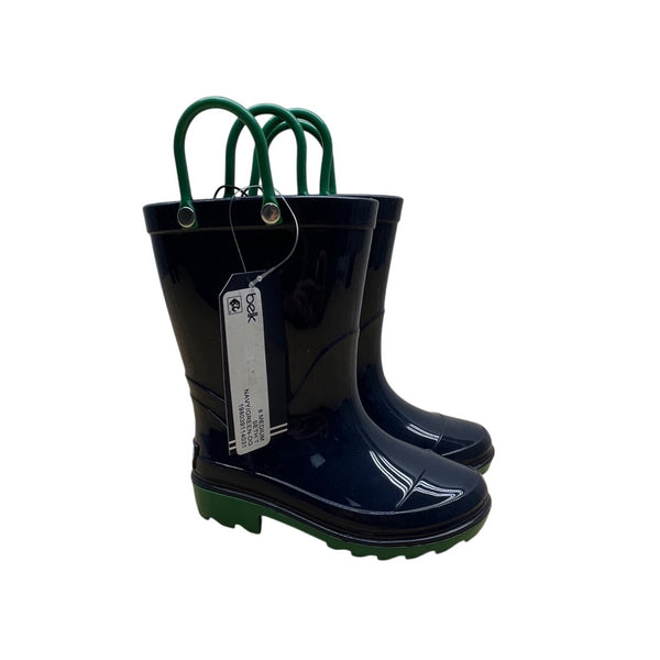 Nautica Seth T Kids Navy & Green Easy Pull Handles Waterproof Rain Boots Size 8