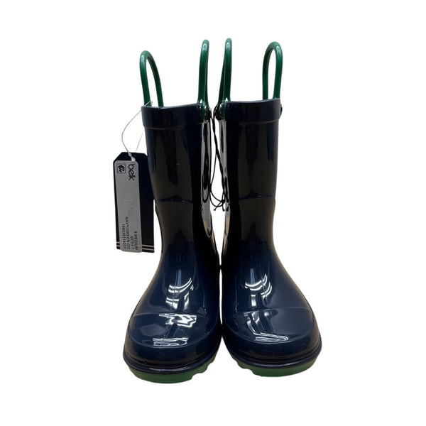 Nautica Seth T Kids Navy & Green Easy Pull Handles Waterproof Rain Boots Size 8