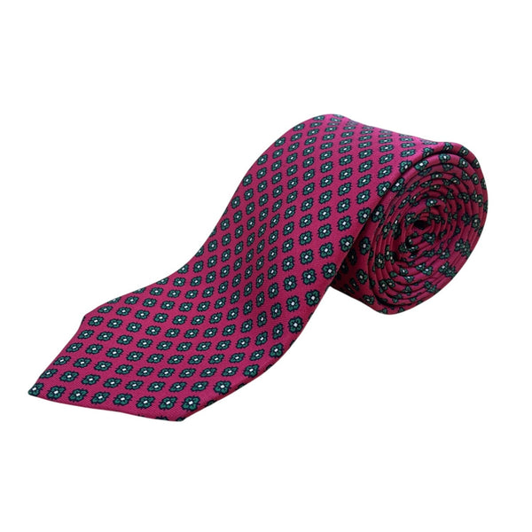 Vintage Brooks Brothers Pink & Green All Silk Tie Floral Print 58" Long