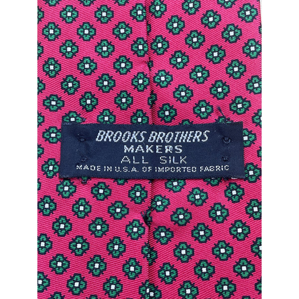 Vintage Brooks Brothers Pink & Green All Silk Tie Floral Print 58" Long