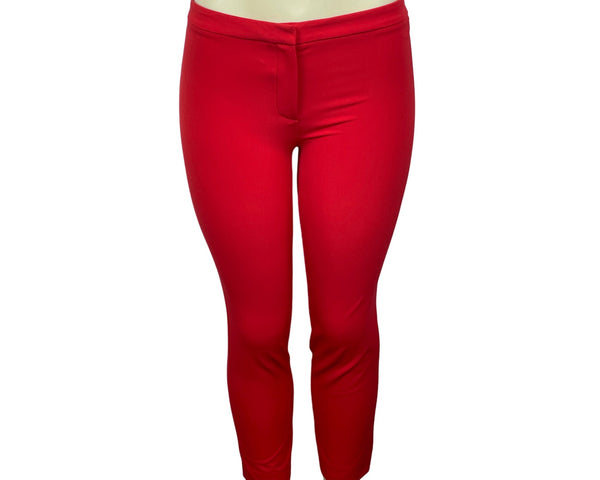 Theory Women's Vibrant Red Skinny Flexible Croped Ankle Pants Sz 0