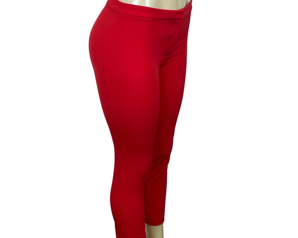 Theory Women's Vibrant Red Skinny Flexible Croped Ankle Pants Sz 0