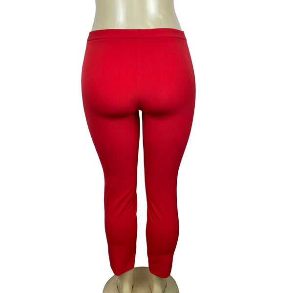 Theory Women's Vibrant Red Skinny Flexible Croped Ankle Pants Sz 0